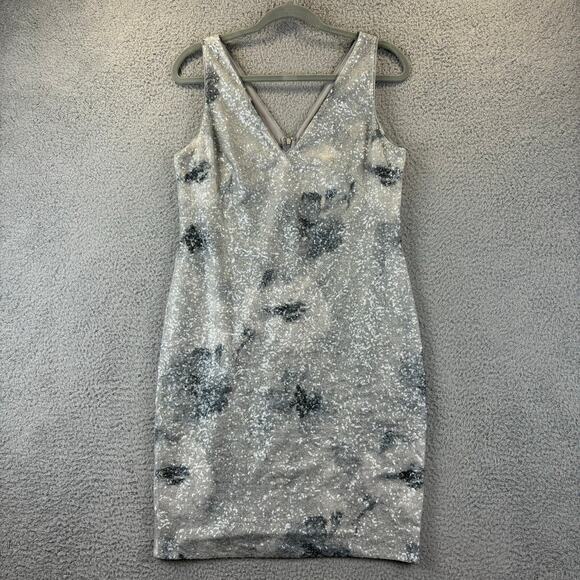 Ralph Lauren Sequin Dress 6 Glam MOB Cocktail Formal Floral Sheath Sleeveless - Picture 3 of 12